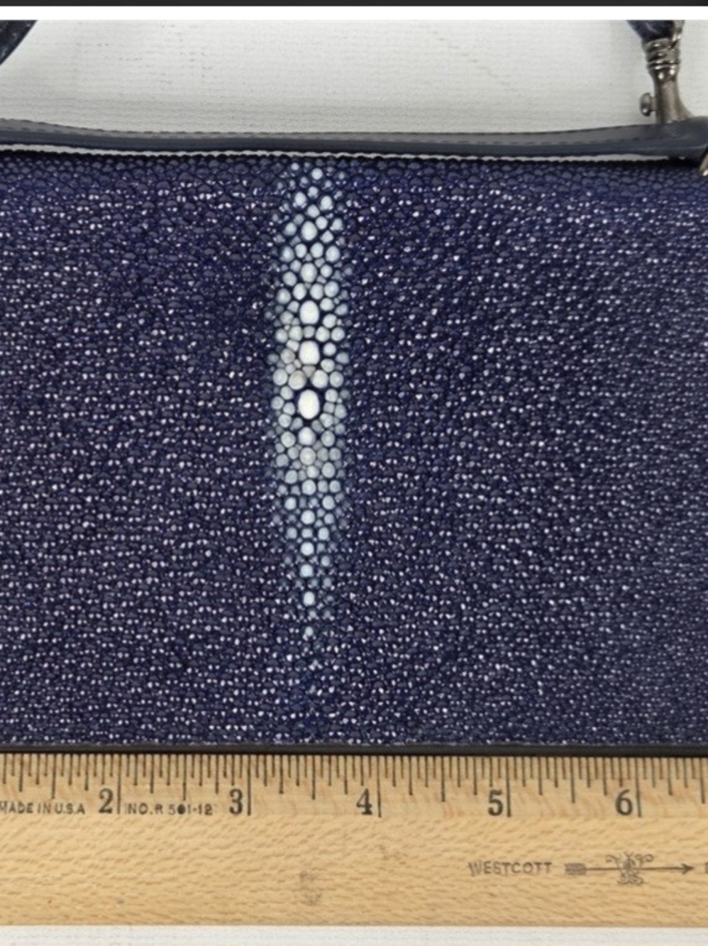 Hester Van Eeghen Navy Stingray Leather Crossbody Bag - Picture 7 of 10